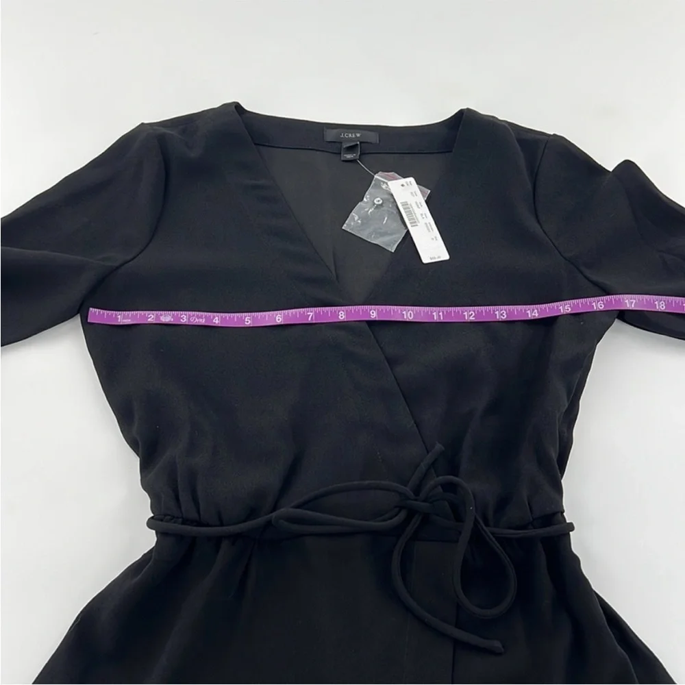 NWT J.Crew Drapey Crepe Faux-Wrap professional structured essential‎ black top